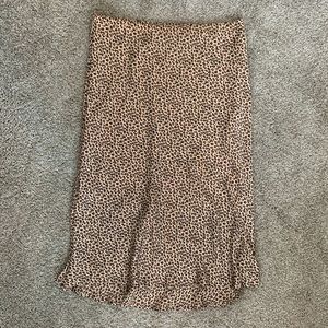 Cheetah Print Silk Midi Skirt